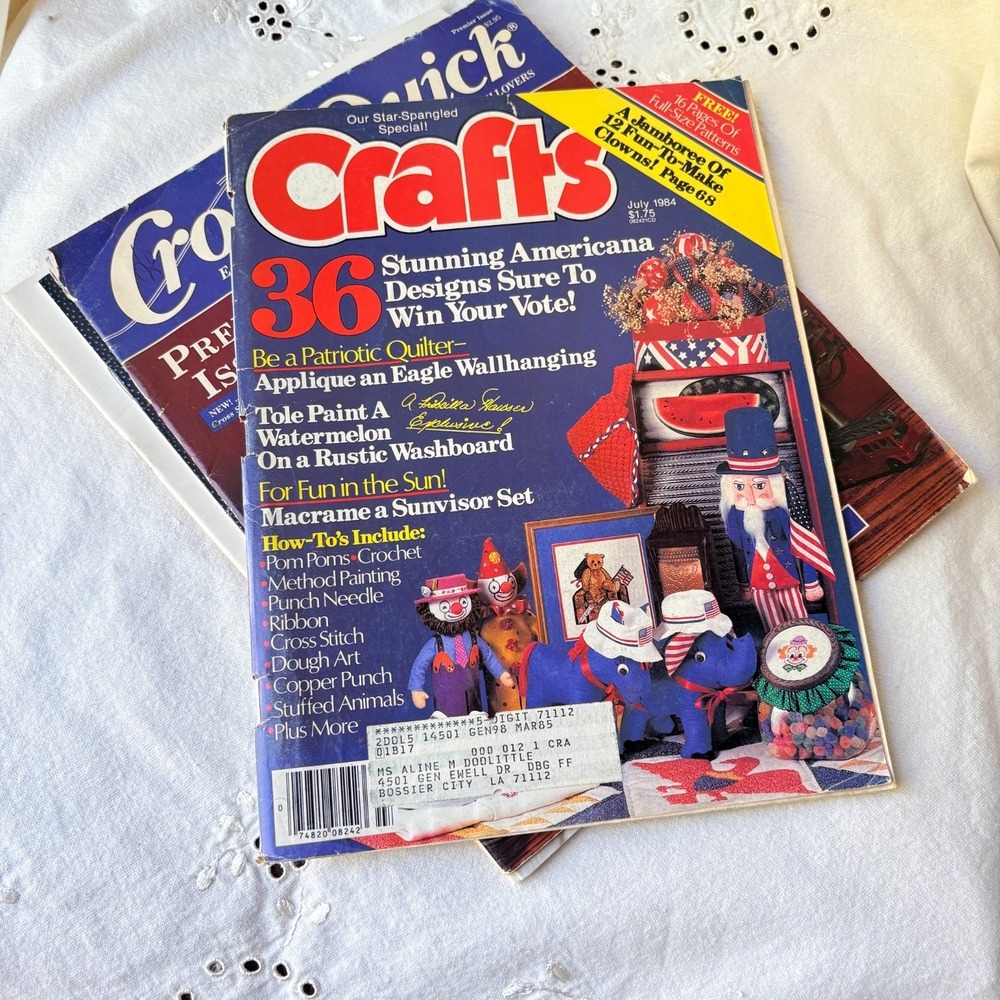 Lot of 2 Vintage Needlecraft Magazine Patriotic Cross Stitch Craft Folk Patterns